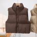 K Women's New Short Cotton Vest With Thickening And Collarless European And American Style Jacket._ecoleips.com