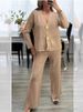 K Casual Fashion Two-piece Set For Women; Versatile Metal Button Knitted Cardigan Sweater With Wide-leg Pants Set._ecoleips.com