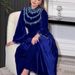 Women's Clothing Saudi Arabia Abaya Robe Velvet Zipper Green Water Drop Diamond Middle Eastern Dress_ecoleips.com