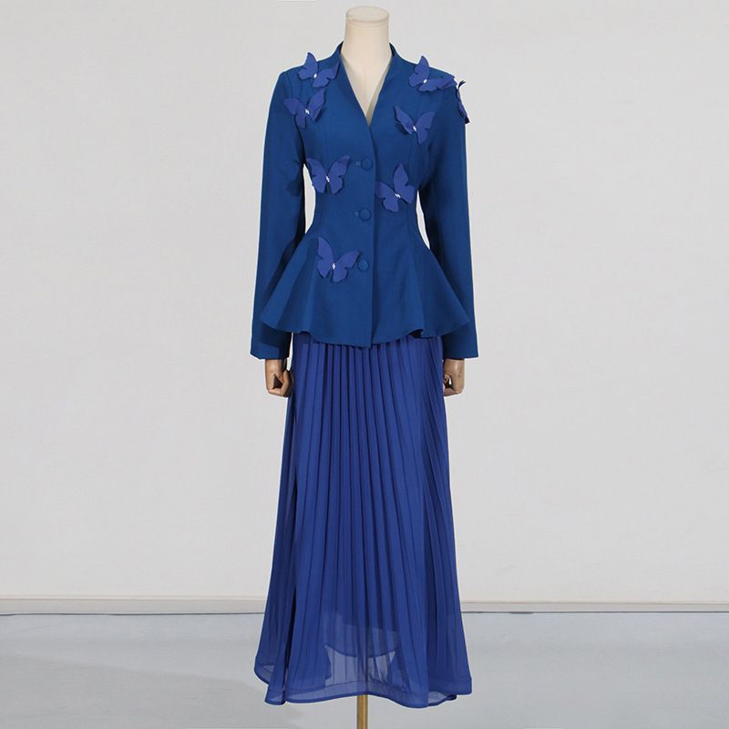 Women's Clothing Elegant And Versatile Loose Three Dimensional Flower Ruffled Long Sleeved Skirt Suit_ecoleips.com