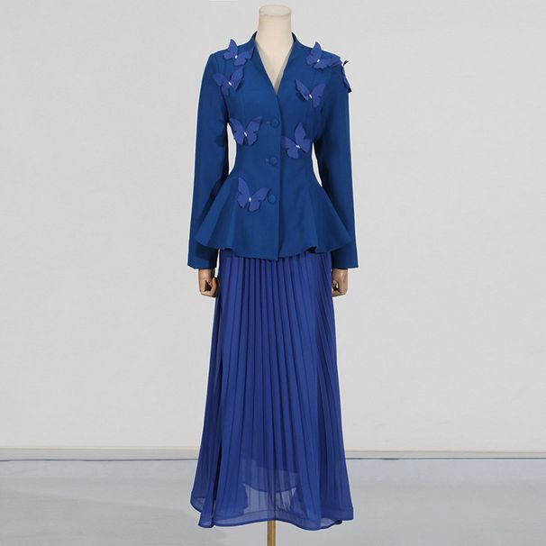 Women's Clothing Elegant And Versatile Loose Three Dimensional Flower Ruffled Long Sleeved Skirt Suit_ecoleips.com