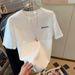 Women's White Short Sleeve T-Shirt round Neck mid Length Loose Top Trendy Versatile Spring Summer Student Fashion Half Sleeve_ecoleips.com
