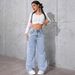 High Waist Straight Leg Jeans For Women - Summer Stretch Denim Pants With Relaxed Fit & Distressed Details_ecoleips.com