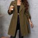 Women's Clothing Plus Size Clothes "Elegant Plus Size Mid-Length Coat With Suit Collar - Minimalist Solid Color Outerwear For Women"_ecoleips.com