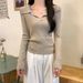 girl Polo Collar Knitted For Women 2025 Autumn Winter Slim Fit Inner Wear Drawstring Waist Design Sweater Base Shirt Top_ecoleips.com