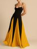 Women's Clothing Elegant Sexy Off-Shoulder Patchwork Full Skirt Halter Dress Women's Trendy Nightclub Evening Gown Fashionable Clothing_ecoleips.com