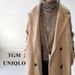 Women's Wool Blend Coat With Belt - Oversized Casual Trench Coat For Autumn Winter, Khaki & Black_ecoleips.com
