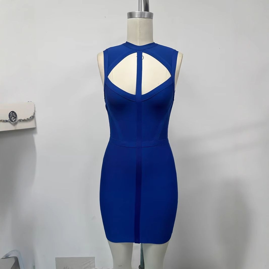 Hot Girl Women's Sexy Backless, Hip Wrapped Bandage Dress, Tight Fitting_ecoleips.com