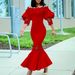 D3223 Cross-Border Foreign Trade Summer New One-Shoulder Lace Elegant Fishtail European And American Style Dress_ecoleips.com