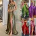 Women's Clothing Sexy Evening Dress With High Slit & Gold Foil Detail – Backless Sleeveless A-Line Gown For Party, Night Out (Red/Green/Gold/Purple)_ecoleips.com