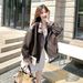 Aria Basics Short Plaid Patchwork Stylish Leather Women, 2026 Autumn New Style, Vintage Biker Jacket For Petite Women_ecoleips.com