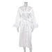 Autumn Pajamas Cadigan Feathe Satin Robe Loose Coss-Bode Long Euopean And Ameican Bathobe Women's_ecoleips.com