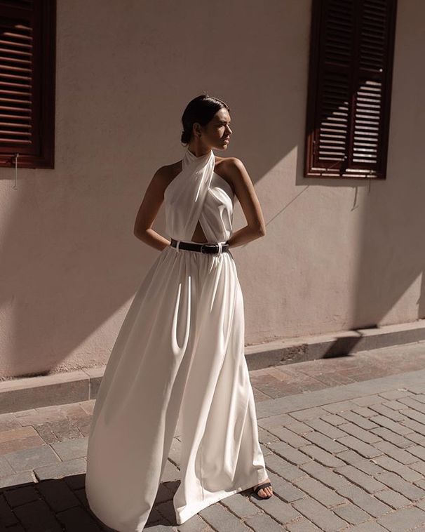 Women Summer Solid Color Pleated Outfits 2025 New Female Fashion Sexy Backless Halter-Neck Jumpsuits Streetwear Without Belt_ecoleips.com
