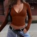 AE076 Cross-border Spring/summer New Fashion Sexy V-neck Long-sleeve Slim-fit Versatile Outerwear Base Shirt_ecoleips.com