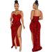 Women's Clothing sexy suspender waist waist see-through high slit leaking backpack hip dress_ecoleips.com