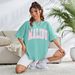 Label: American-Style Letter-Printed, Loose-Fitting, Fashionable Short-Sleeved T-Shirt_ecoleips.com