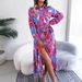 Women's Clothing Spring And Summer European And American Flower Lapel Tie Shirt Dress Long Skirt_ecoleips.com