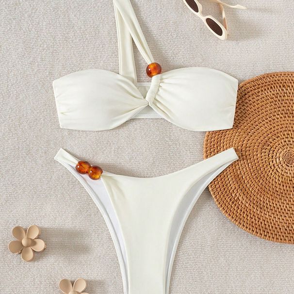 2025 Sexy Split Solid Color Beach Vacation Bikini Swimsuit_ecoleips.com