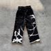 Women's High Street Y2K Dark Anime Print Loose Fitting Drawstring Elastic Casual Trousers Sweatpants European Style_ecoleips.com