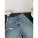 Women's Clothing Retro American Blue Ripped Jeans High Waist Wide Leg Straight Mid Length Trendy Summer Style For Women_ecoleips.com