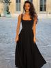 Hugcitar Elegant Square Collar Straps Backless Sexy Slim Pleated Midi Dress Summer Women Fashion Clothes Birthday Party Vacation_ecoleips.com