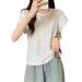 Women's Clothing Fat Mm Summer Design Niche Beaded Bubble Sleeve Top Versatile Slim Short Sleeved T Shirt Bottoming Shirt_ecoleips.com