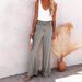 Women's Spring/Summer Loose Wide Leg Pants Solid Color Cotton Linen Blend Elastic Fit Casual Long Trouser_ecoleips.com