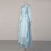 Ethereal Ice Blue Maxi Dress With Flowing Ribbon Accents – High-Waisted French Elegance Long Sleeve Gown_ecoleips.com