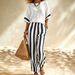 Women's Striped Short Sleeve Top And Relaxed Pants Set, Casual Comfort Two Piece Outfit_ecoleips.com