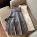 High-Waisted Pleated Midi Skirt for Women Autumn Winter Elastic Short Bodycon Knitted Base Simple Style Bottoms_ecoleips.com