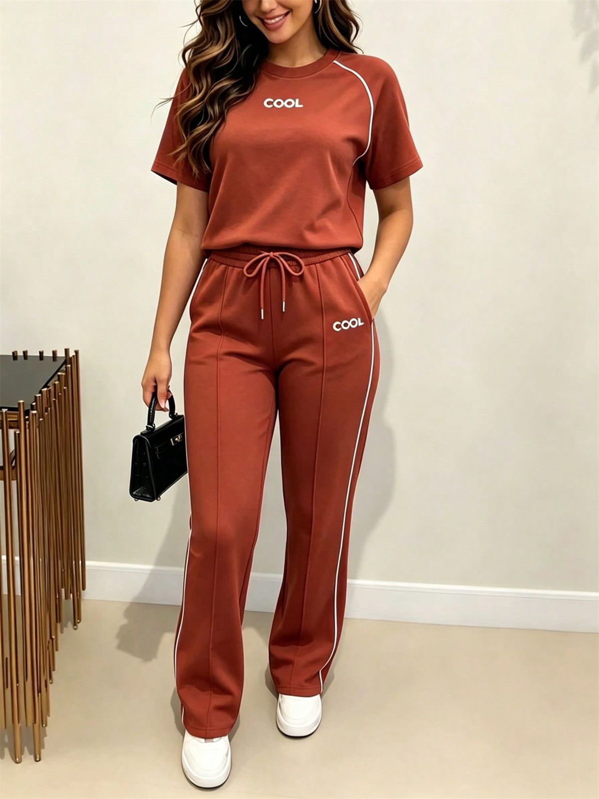 Women's Spring/Summer Short-Sleeved Two Piece Set Trendy Casual Fashion Spot Goods_ecoleips.com