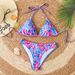 Sexy Printed Bikini Strappy Triangle Cup Swimsuit For Women Style Beach Vacation Wear_ecoleips.com
