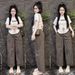 Women's Clothing Summer Fashion Set Embroidered Letter Print Short Sleeve Top With Ruffled Wide Leg Pants Two-Piece Outfit_ecoleips.com