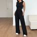 Women's Clothing 2025 Spring And Summer European And American Holiday Casual Style Waist Sleeveless Wide Leg Jumpsuit_ecoleips.com