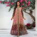 Women's Long Sleeve Embroidered Kaftan Dress – Flowy Maxi Dress With Ethnic Print & Beading (Polyester, S-Xxl, Multi-Color)_ecoleips.com