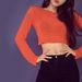 Women's Loose Long Sleeve Jazz Dance Top Orange Red Lightweight Slightly Sheer Short Chic Sunscreen T-Shirt_ecoleips.com