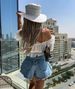 K European And American Style High Waisted Umbrella Shaped Denim Shorts For Women_ecoleips.com