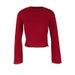 WG122 European And American New Spring Short Style Bell Long Sleeve Round Neck Simple T-shirt_ecoleips.com