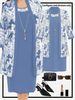 Women's Clothing Two Piece Set Three Quarter Sleeve Color Blocked Top Waist Tie Vest Dress For Spring/Autumn_ecoleips.com