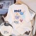 Women's Fashion Short Sleeve T-Shirt Loose Fit round Neck mid Length Cartoon Style Summer Top Versatile Outerwear_ecoleips.com