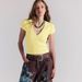2026 New Summer Women' Solid Color Short-Sleeve Ribbed Slim-Fit T-Shirt Slimming Knit V-Neck Top For Trendy_ecoleips.com