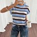 Summer Striped Knitted Vest Top for Women Loose Fit round Neck Korean Style Casual Versatile T-Shirt_ecoleips.com