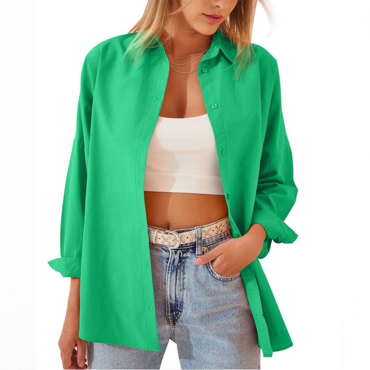 Verve Clothing Spring Summer 2025 New Women's Cardigan Candy Color Loose Casual Long Sleeve Shirt_ecoleips.com