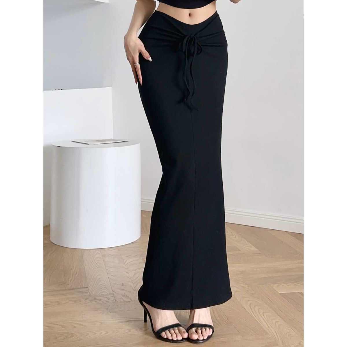 2025 Summer New Style Sexy Outerwear Hot Girl Ribbed Bodycon Women's Half-Length Long Skirt_ecoleips.com
