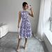 Women's Clothing Summer New Fashion Print Sleeveless Tie Waist Dress_ecoleips.com