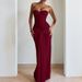 Women's Sexy Evening Long Dress European American Style Waist Cinching Strapless Elegant Casual Ribbon Trimmed_ecoleips.com