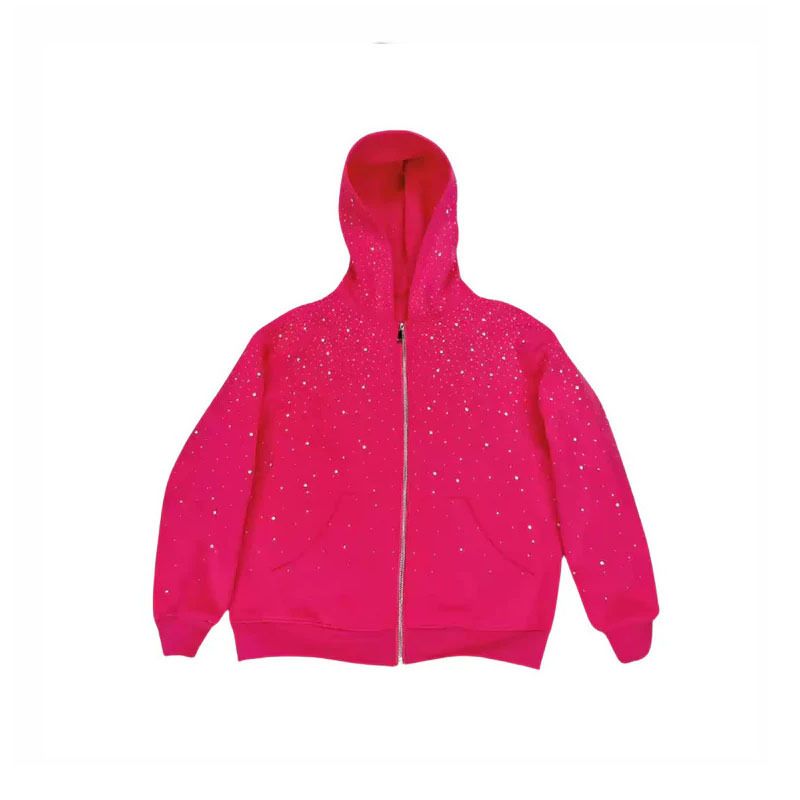 Gothic-Inspired Hooded Sweatshirt With Rhinestone Accents - Slim Fit Pullover For Women & Men (Black/Gray/Rose/White)_ecoleips.com