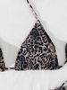 New European And American Style Sexy Basic Ruched Leopard Print Bikini Women's Swimsuit Set_ecoleips.com