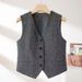 Aria Basics Autumn Winter British Retro Style Equestrian Vest For Women, New Versatile And Stylish Outerwear In Coffee Color,_ecoleips.com