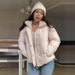"Versatile Hooded Puffer Jacket For Women - Lightweight Polyester Zip-Up Coat With Drawstring Waist, Olive/Black/Taupe (S/M/L)"_ecoleips.com